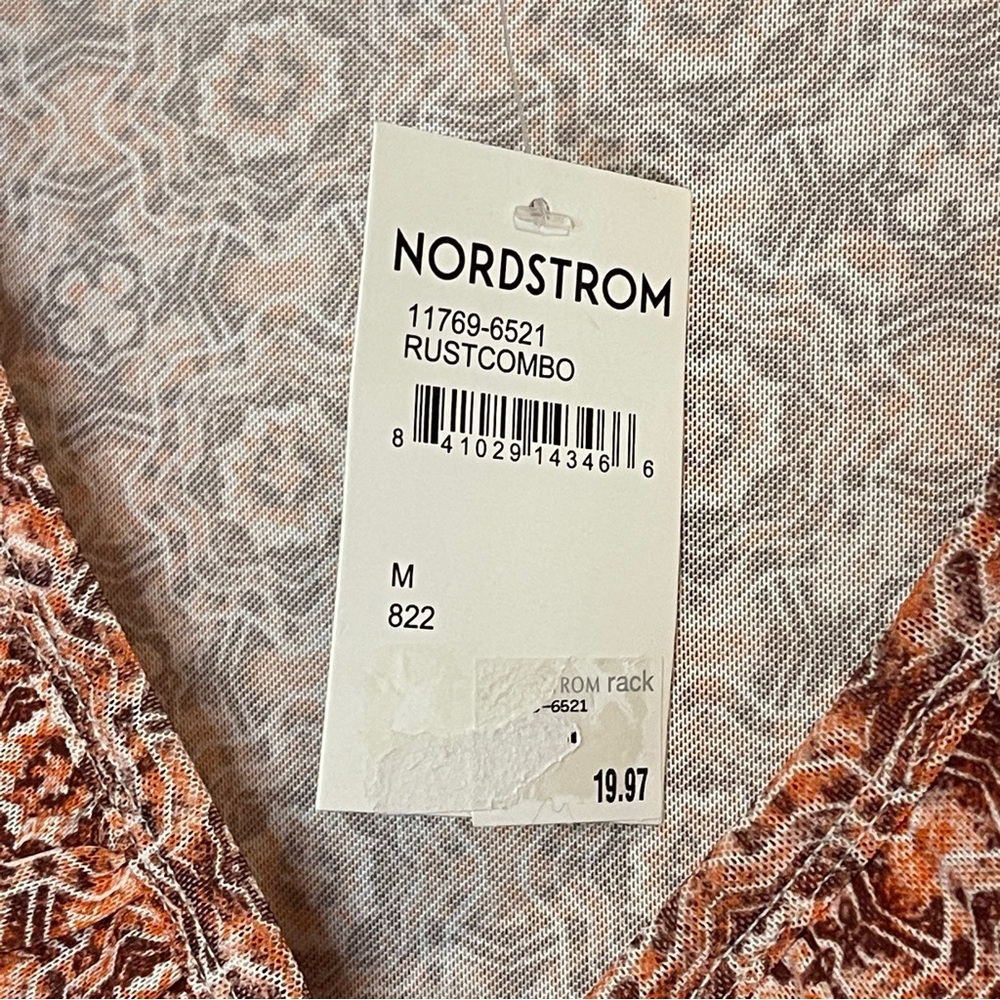Bloomfield Faux Wrap Shirt Rust Geometric Size M - Picture 6 of 6